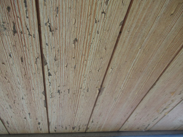 木目調プリント化粧合板の軒天井塗装 茨城県水戸市 外壁塗装 外壁屋根の救急隊ドットコム ヴァリアス