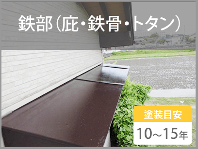 鉄部（庇・鉄骨・トタン）　塗装目安10～15年