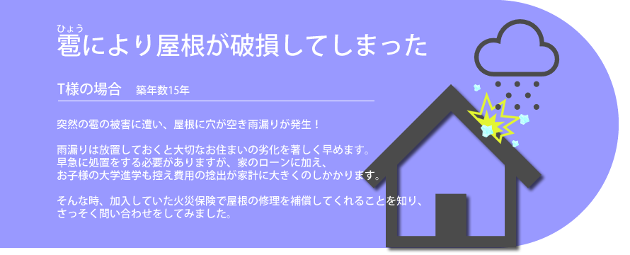 雹により屋根が破損してしまった