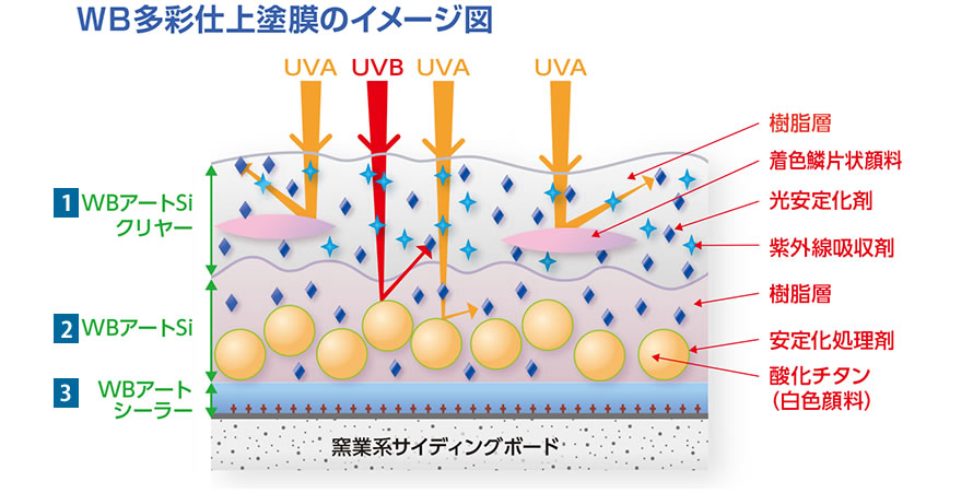 WB多彩仕上塗膜のイメージ図